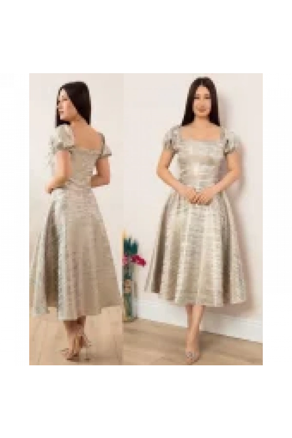 ESPENİCA-KARPUZ KOLLU ELBİSE GRİ