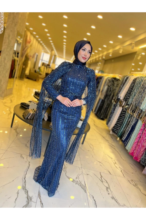 GAMZE ÖZKUL EFSUN ABİYE LACİVERT