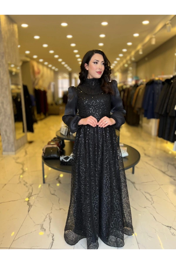 GAMZE ÖZKUL-İNCİ ABİYE SİYAH