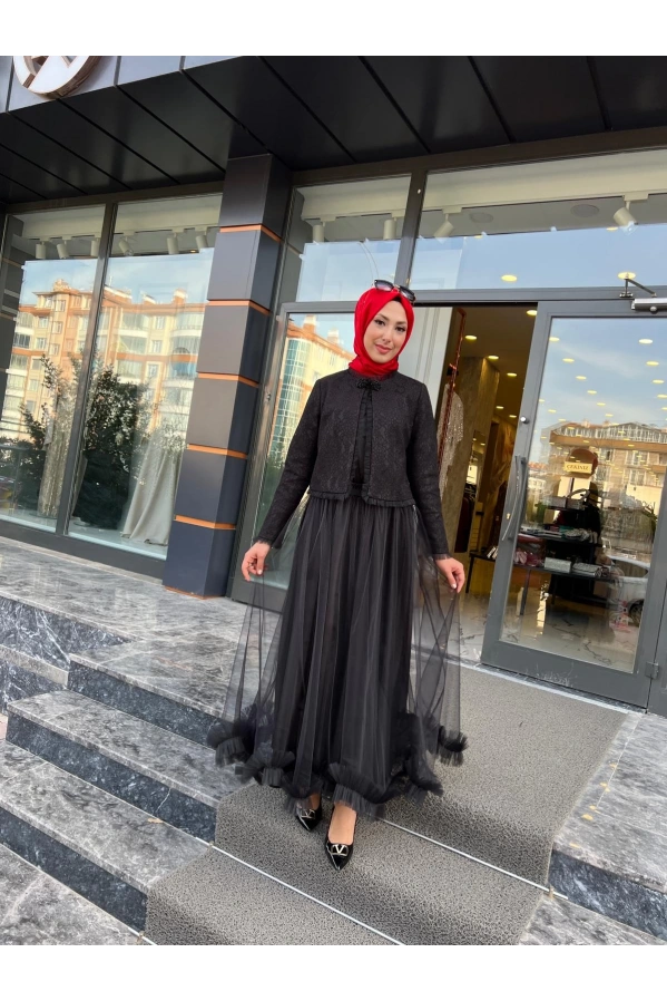 GAZELLA-CEKETİ DANTELLİ TAKIM SİYAH