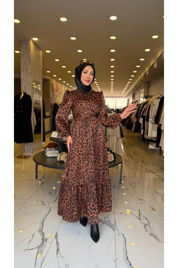 GAZELLA-LEOPAR ELBİSE SİYAH