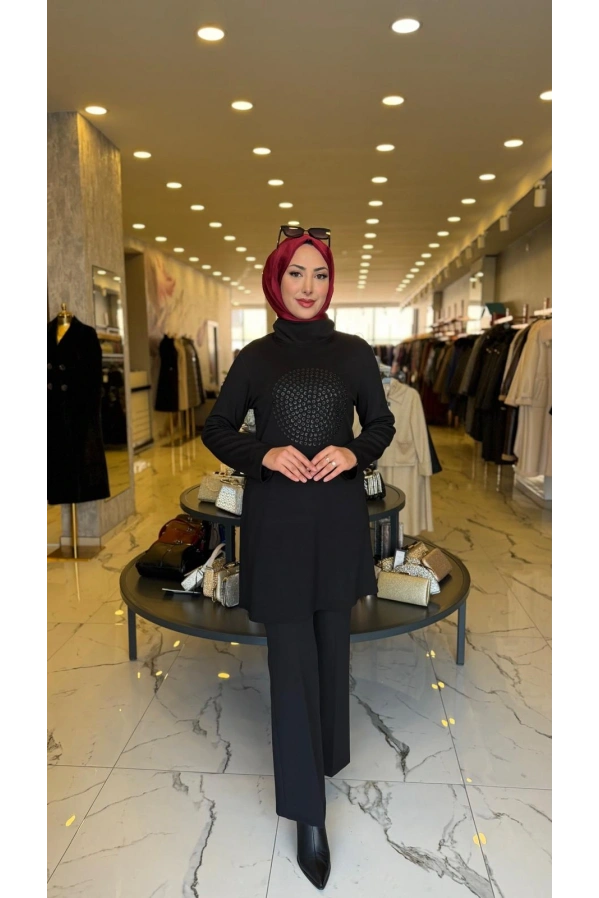 HAYA-DERİLİ MODAL TUNİK SİYAH