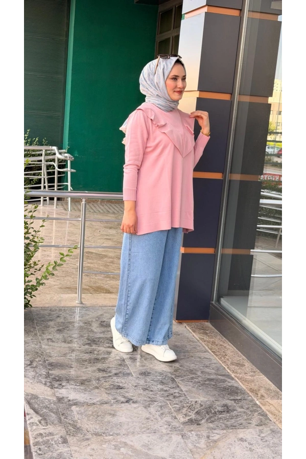 MAGAZİN-VOLANLI TRİKO PEMBE