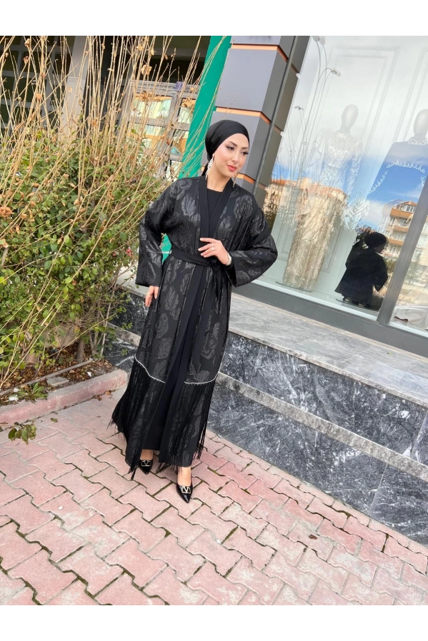 MATEKS-ETEĞİ İPLİ ABAYA SİYAH