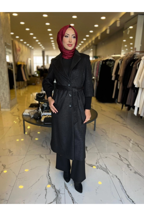 MATEKS-KOLLARI TRİKOLU KAŞE KABAN SİYAH