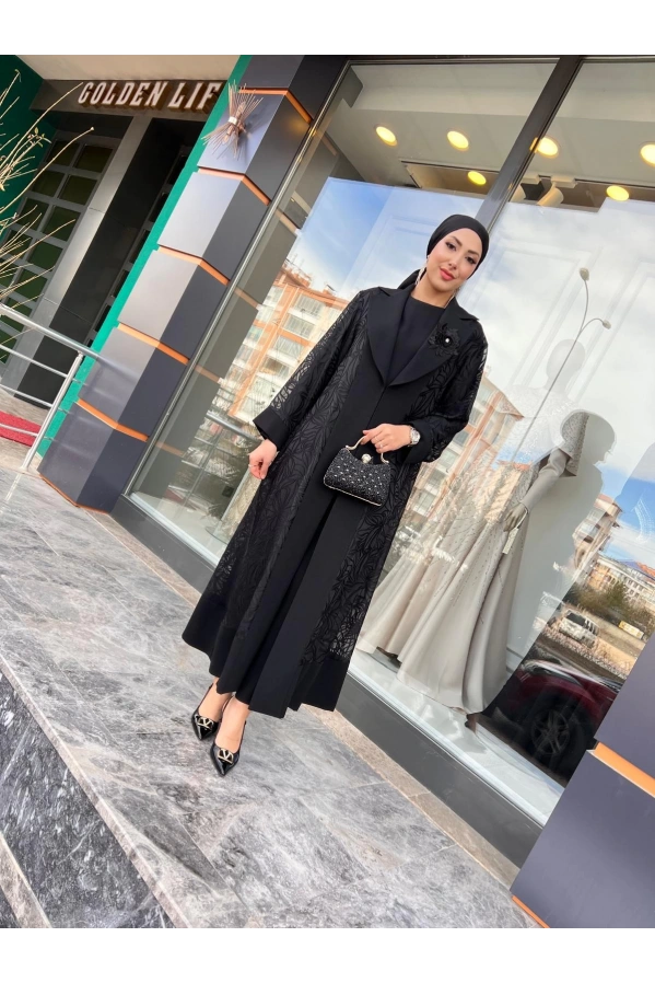 MATEKS-KREP KUMAŞ ABAYA SİYAH