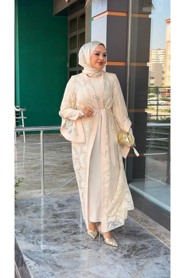 MATEKS-YAKMA ABAYA BEJ