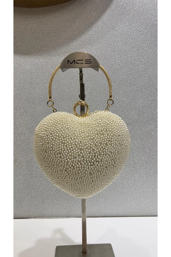 MERİHCE-İNCİLİ ABİYE ÇANTA EKRU