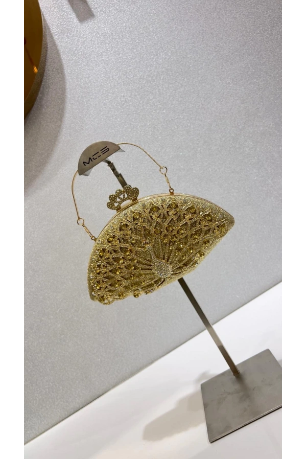 MERİHCE-TAŞLI ABİYE ÇANTA GOLD