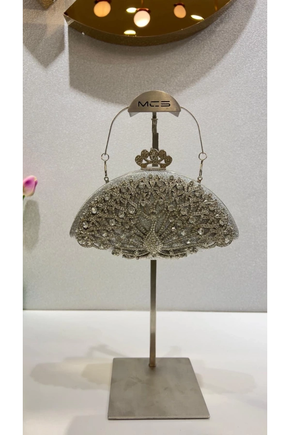 MERİHCE-TAŞLI ABİYE ÇANTA GÜMÜŞ