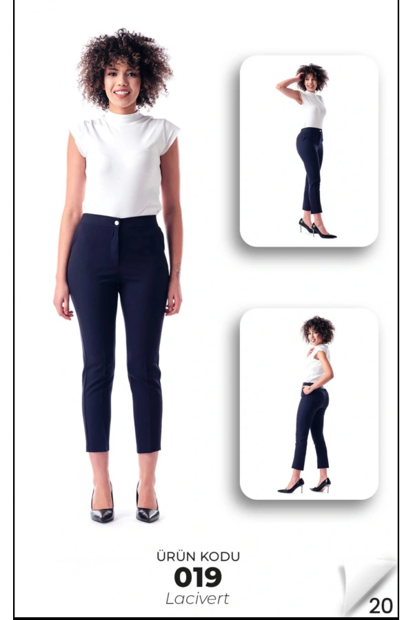 MODİVA-BELİ LASTİKLİ KALEM PANTOLON LACİVERT