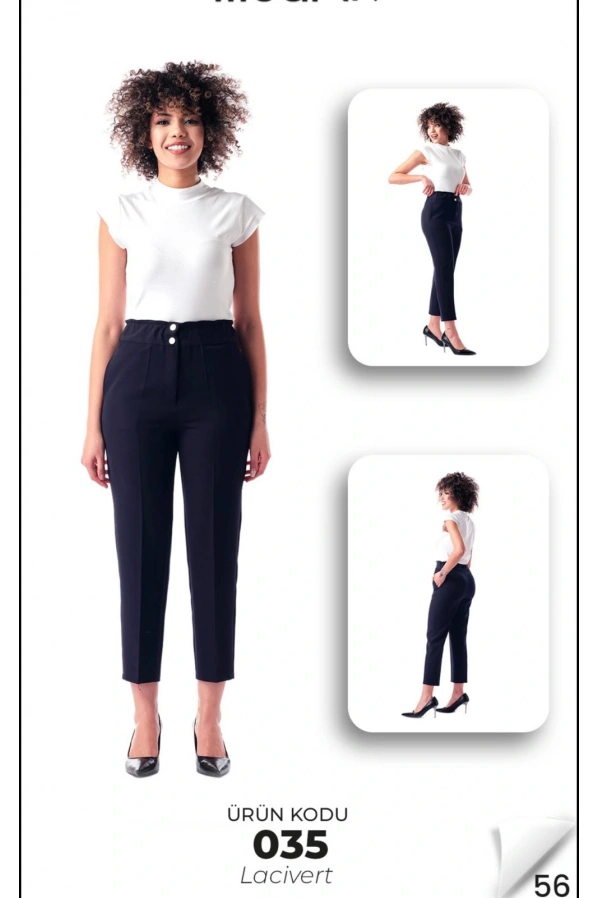 MODİVA-BELİ LASTİKLİ KALEM PANTOLON LACİVERT