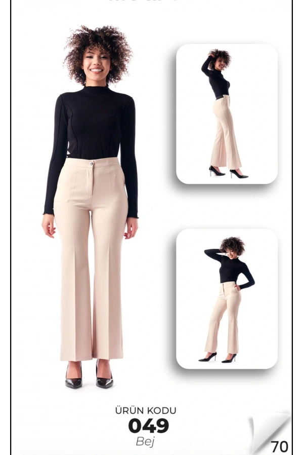 MODİVA-DÜZ PAÇA PANTOLON BEJ
