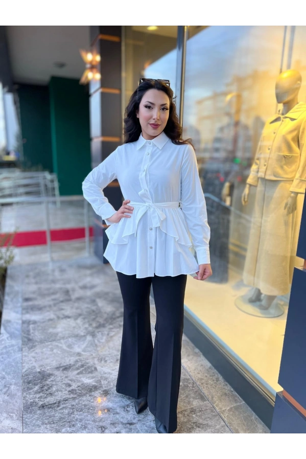 MY312-ARKASI DANTELLİ TUNİK EKRU