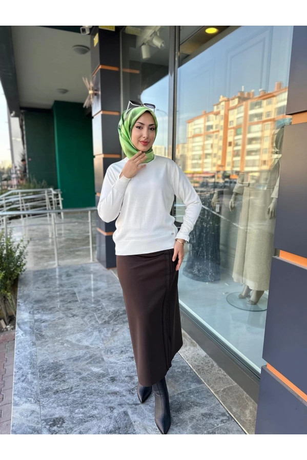 MY312-BİSİKLET YAKA TRİKO BLUZ EKRU