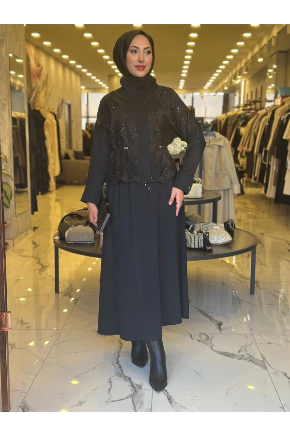 MY312-DANTELLİ ETEKLİ TAKIM SİYAH