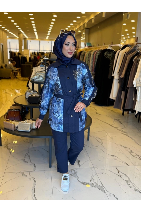 MY312-KOLU TAŞLI TAKIM LACİVERT