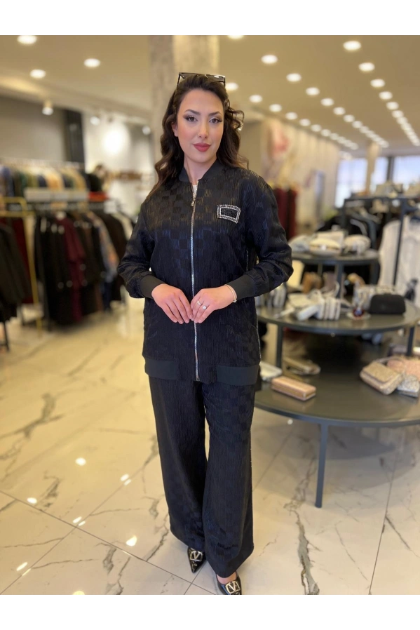 MY312-TAŞLI JAKAR TAKIM SİYAH