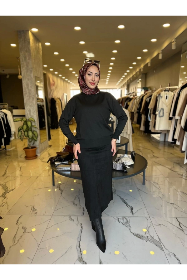 MY312-YARIM BALIKCI TRİKO BLUZ SİYAH