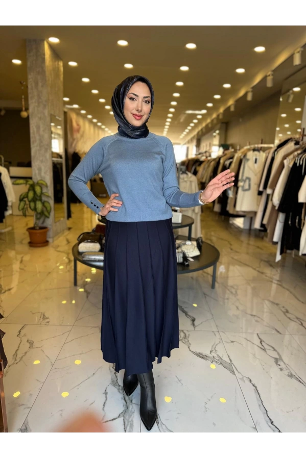 MY312-YARIM BALIKCI TRİKO KAZAK MAVİ