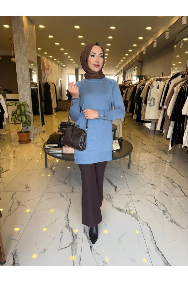 MY312-YARIM BALIKCI TRİKO TUNİK MAVİ