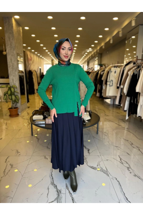 NİLİWİ-FİTİLLİ BLUZ YEŞİL