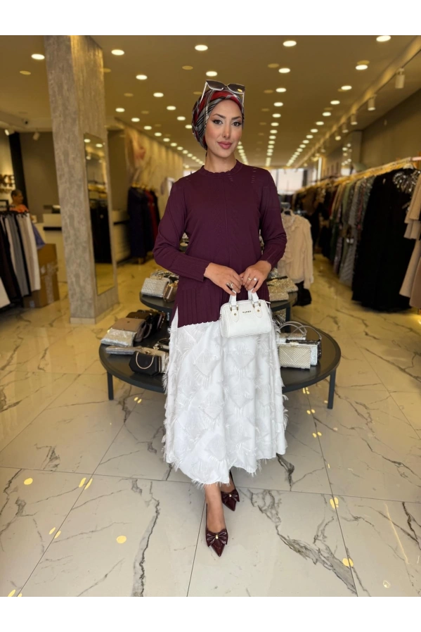 NİLİWİ-ÖNÜ VEREV YÜRÜTMELİ TUNİK BORDO