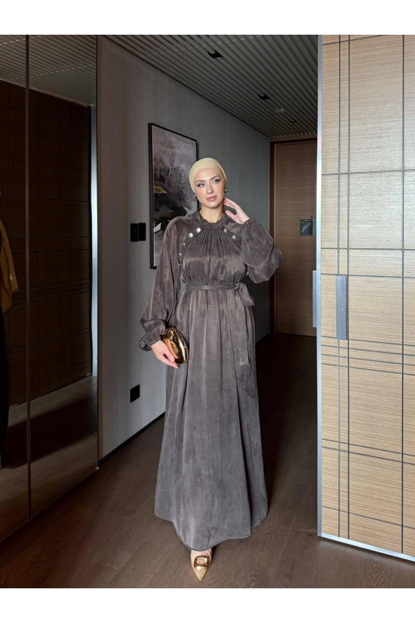 QASHE-KUPRA ELBİSE KAHVE