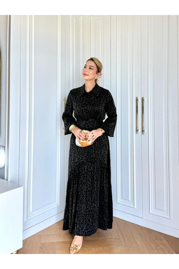 QASHE-KUPRA ELBİSE SİYAH