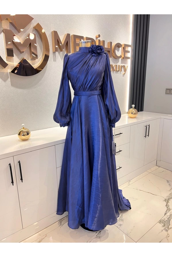 QRLİNE-JANJAN ELBİSE LACİVERT