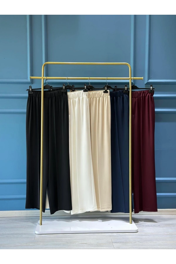 SENTEZ-BELİ LASTİKLİ GENİŞ PAÇA BEJ