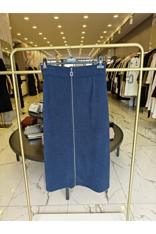 SENTEZ-KADİFE FİTİLLİ ETEK İNDİGO