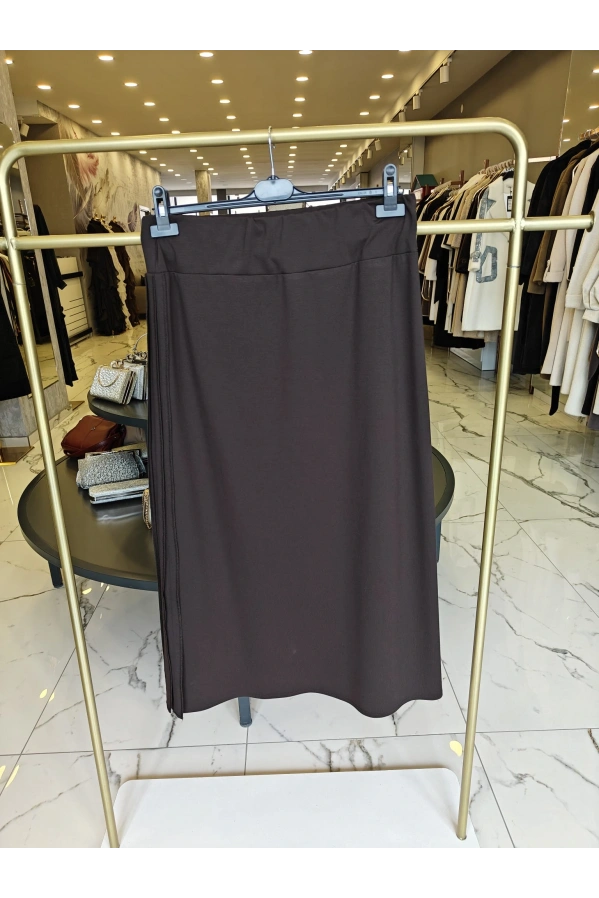 SENTEZ-YANI KUŞAKLI ETEK KAHVE