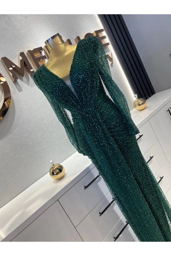 SERİN-PUL DETAYLI ELİSE YEŞİL