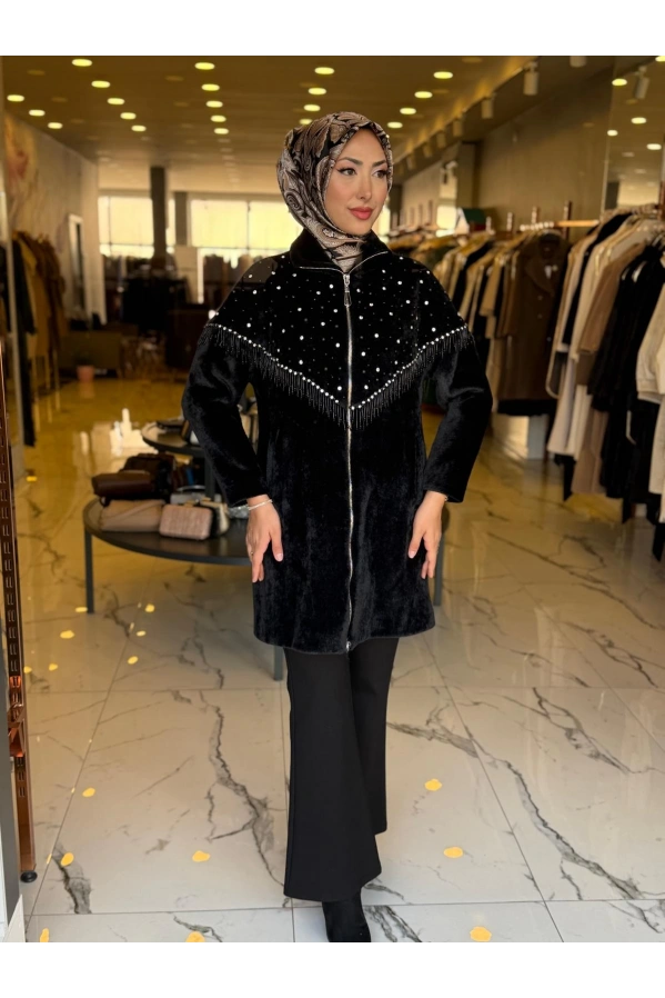 SOLİS-ANGORA İNCİLİ KABAN SİYAH