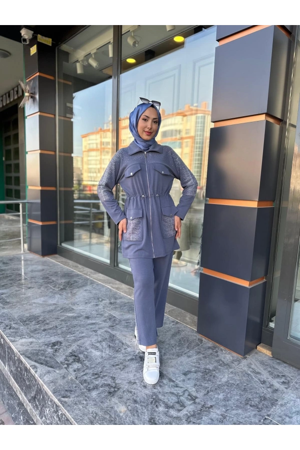 SOLİS-İKİLİ TAŞLI TAKIM İNDİGO