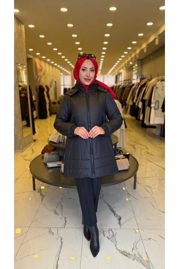 TRENÇ-ŞİŞME KABAN SİYAH