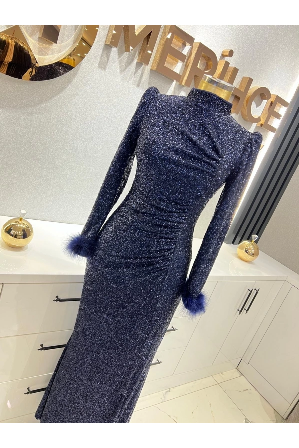 TUAY-PAYET ABİYE ELBİSE LACİVERT