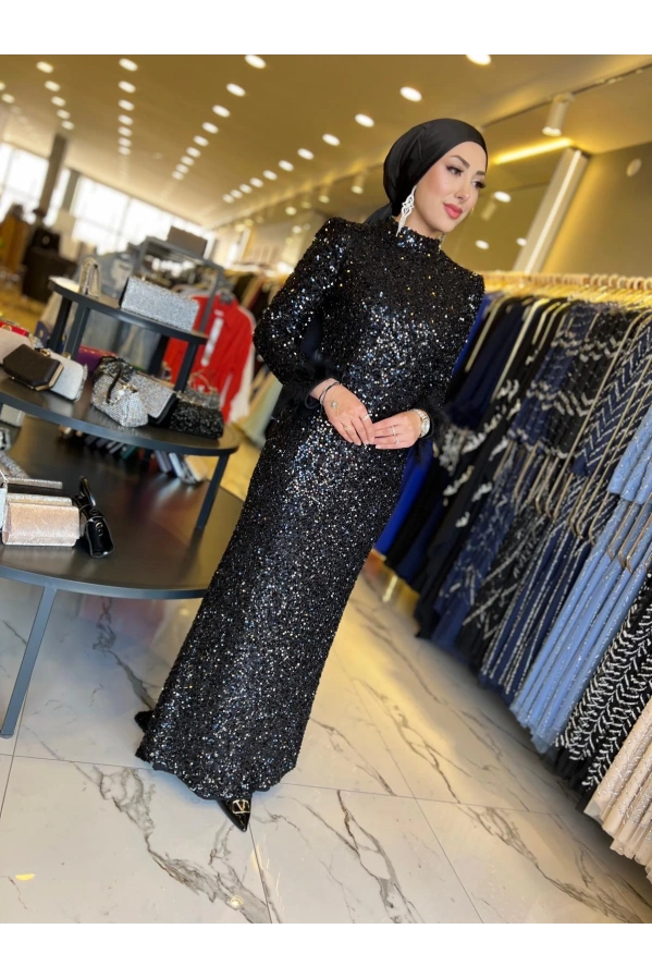 TUAY-PULPAYET ABİYE ELBİSE SİYAH