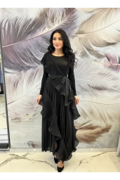 İTHAL-FIRFIRLI ELBİSE SİYAH