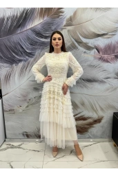 İTHAL-TÜL ELBİSE KREM