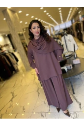 MY312-ÖNÜ ŞAL DETAYLI TAKIM KAHVE