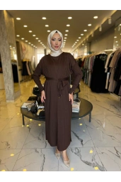 MY312-İKİLİ TRİKO ELBİSE KAHVE