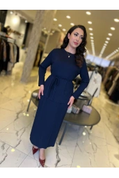 MY312-PLİSELİ ELBİSE LACİVERT