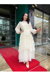 İTHAL-TÜL ELBİSE KREM