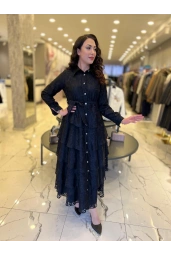 MATEKS-YAKMA ELBİSE SİYAH