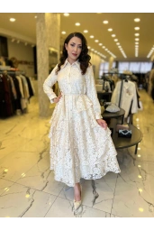 MATEKS-YAKMA ELBİSE EKRU