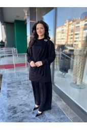 MY312-OMZU AKSESUARLI ÖRME TAKIM SİYAH