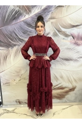 GAZELLA-DANTELLİ ETEKLİ TAKIM BORDO