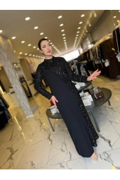 BEYOĞLU-PUL DETAYLI ELBİSE SİYAH